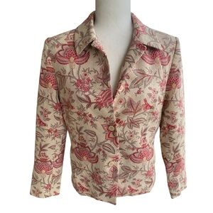 Talbots blazer jacket cotton silk blend long sleeves Vintage